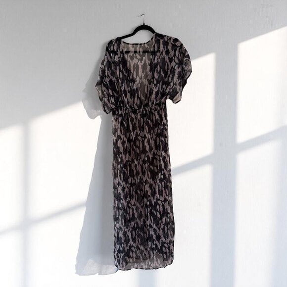 Cupshe Moon & Spoon Leopard Print Swim Cover-Up Kimono Size L - Picture 4 of 10